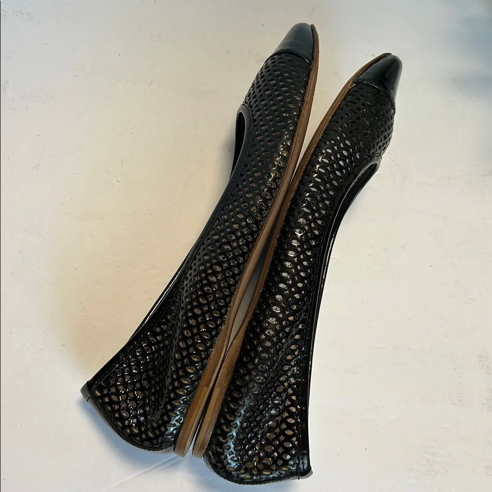 Furla Black Patent Leather Mesh Flats - Picture 13 of 17